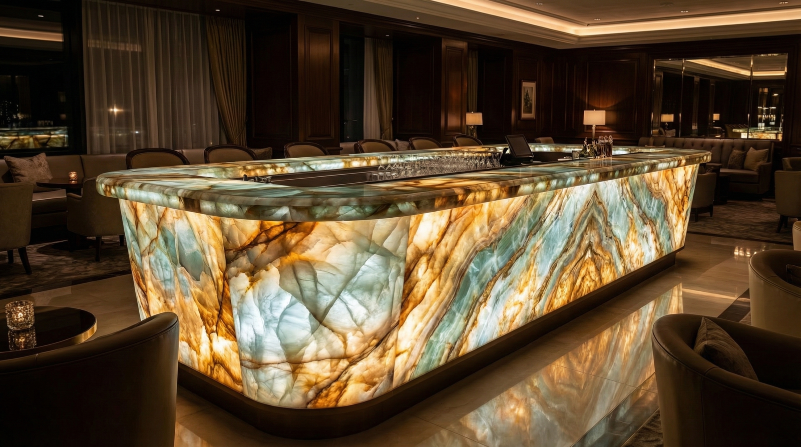 Backlit Jade Bar Counter